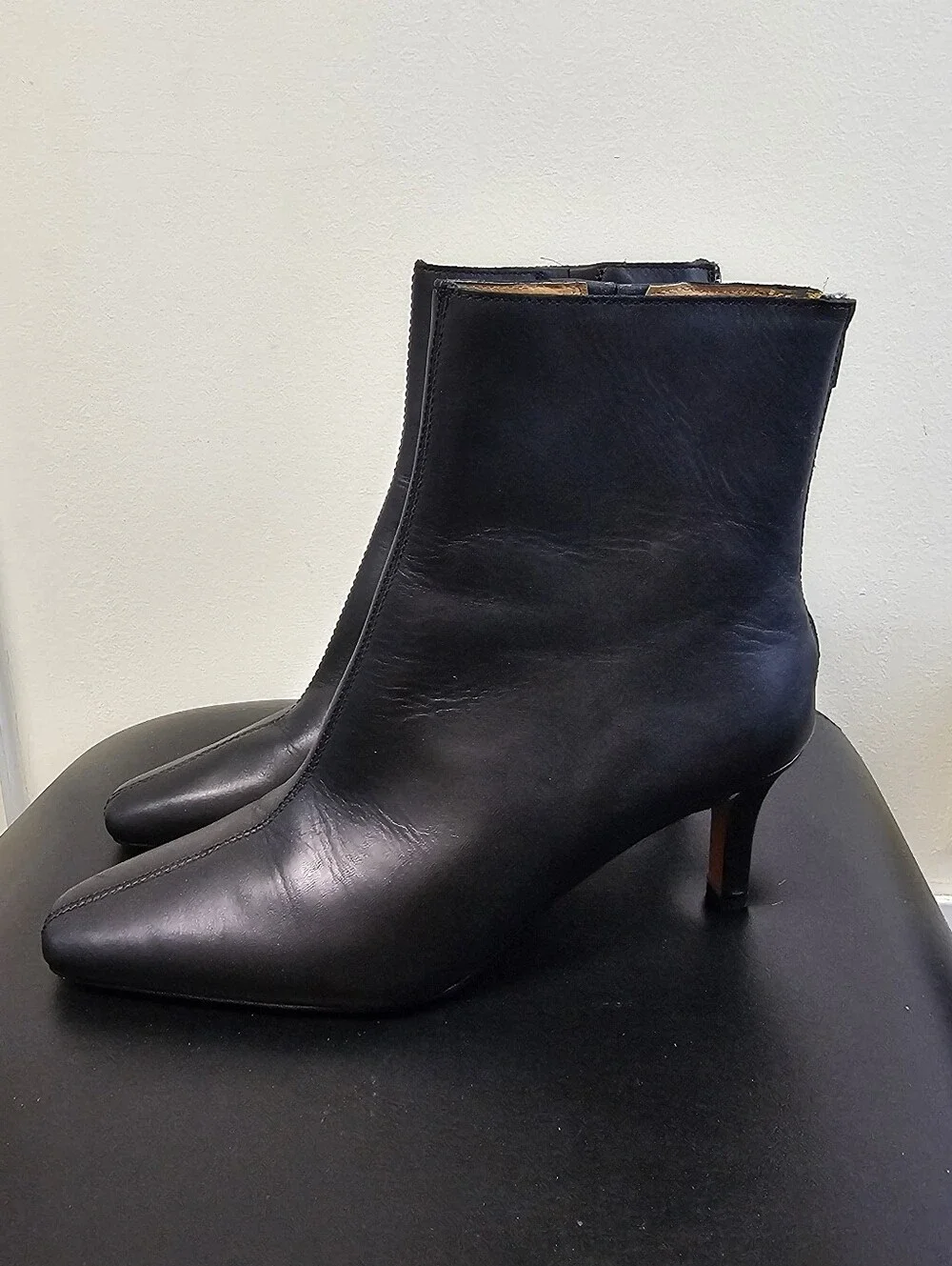 New Madewell The Dimes Stiletto-Heel Ankle Boot Black Size 7